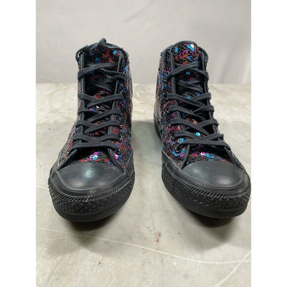 Converse All Star Sequin Hi Top Women’s 7 EUC - Picture 2 of 9
